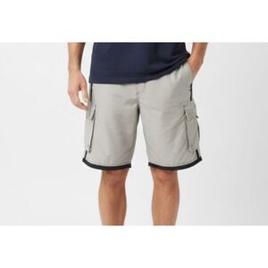 BOARDSPORTS USA Men's Cargo Board Shorts‎ Tan L G Drawstring Pockets